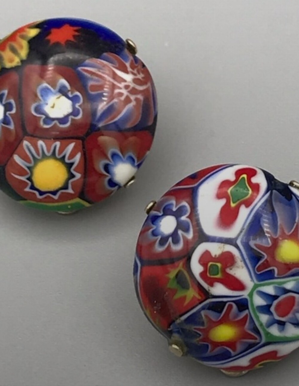 Vintage Murano Millefiori Glass Dome Clip-On Earrings – Italian Art Glass